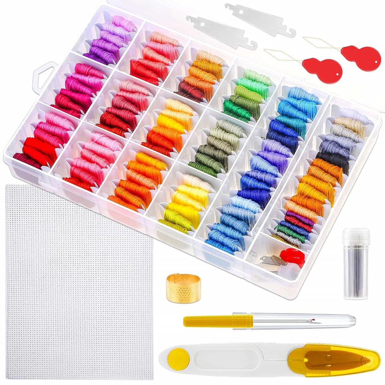 146 Pcs String Bracelet Making Kit Embroidery Floss with Organization Box Including 108 Colors Cross Stitch Thread Bracelet String and 38 Pcs Tools for Friendship Bracelet String Making